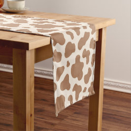 Neutral Cow Print Western Cowboy Beige Brown Kurzer Tischläufer