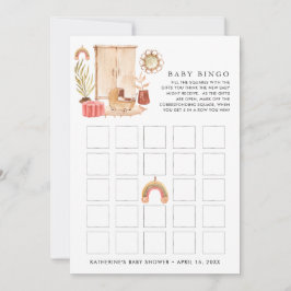 Neutral des Geschlechts | Boho Baby Shower Bingo Einladung