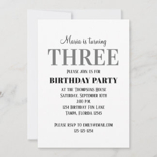 Neutral des Minimalistischen dritten Geburtstags Einladung