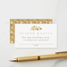 Neutral Diaper Raffle Card | Ivory & Golden Floral