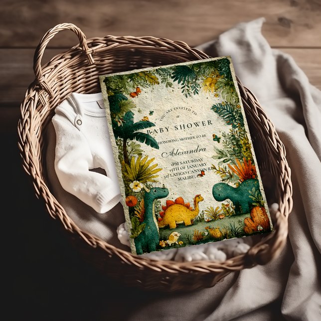 Neutral Dinosaur Baby Shower Einladung (Von Creator hochgeladen)