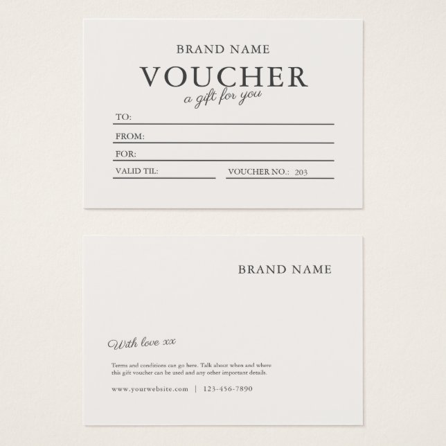 Neutral Earthy Modern Business Certificat cadeau (Devant & derrière)