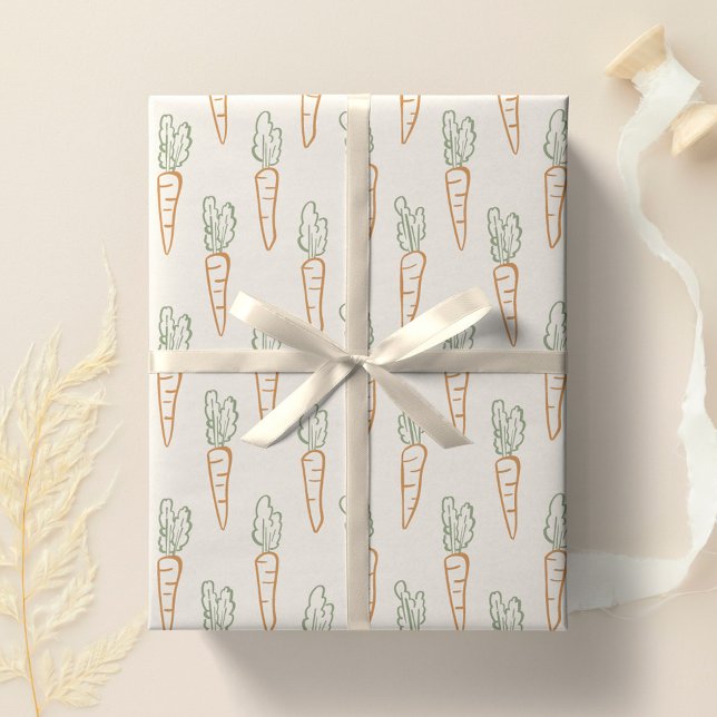 Neutral Easter Pattern Carrot Spring Garden Beige Geschenkpapier (Von Creator hochgeladen)