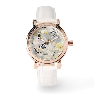 Neutral Elegant Abstract Collage Design Armbanduhr