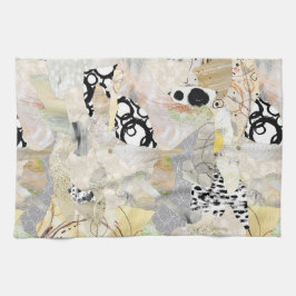 Neutral Elegant Abstract Collage Design Geschirrtuch