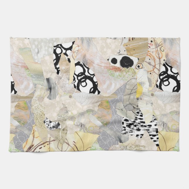 Neutral Elegant Abstract Collage Design Geschirrtuch (Horizontal)