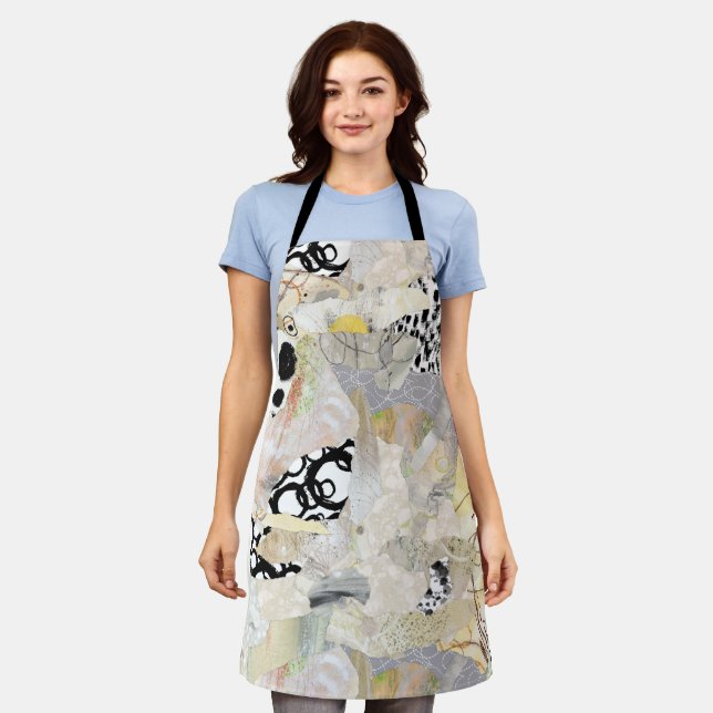 Neutral Elegant Abstract Collage Design Schürze (Getragen)