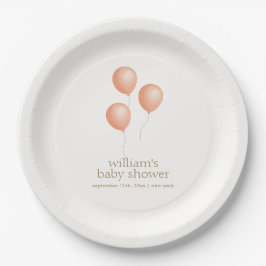 Neutral Elegant Boho Balloon Baby Shower Pappteller