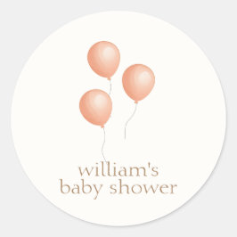 Neutral Elegant Boho Balloon Baby Shower Runder Aufkleber