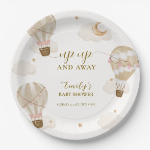 Neutral Elegant Boho Hot Air Ballon Babydusche Pappteller