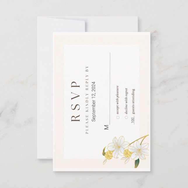 Neutral Elegant Floral Wedding RSVP Karte (Vorderseite)