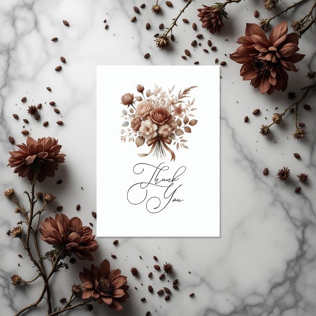 Neutral Elegant Mocha Mousse Floral Dankeskarte (Neutral Elegant Mocha Mousse Floral Thank You Card)