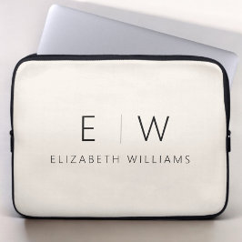 Neutral Elegant Moderner Minimalistischer Monogram Laptopschutzhülle