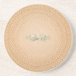 Neutral Farmhouse Coaster Woven Floral Look Getränkeuntersetzer