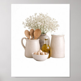  Neutral Farmhouse Kitchen Still Life Frame Ready  Poster