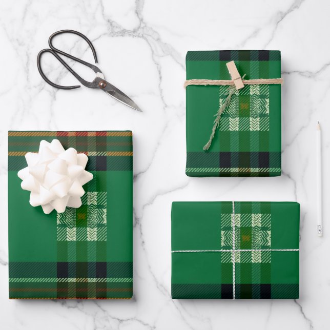 Neutral Folk Kariert Geschenkpapier Set (Vorderseite)