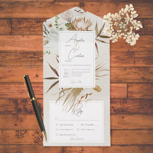 Neutral gebohrtes Boho Floral Frame Cream Dinner All In One Einladung