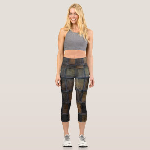 Neutral gefärbter Block-Kord-Look Capri Leggings