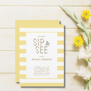 Neutral gelb gestreifte Sippe und sehen Einladung