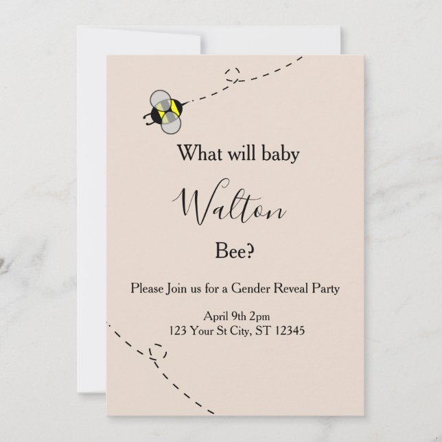 Neutral Gender Reveal Invitations Bee Themed (Devant)