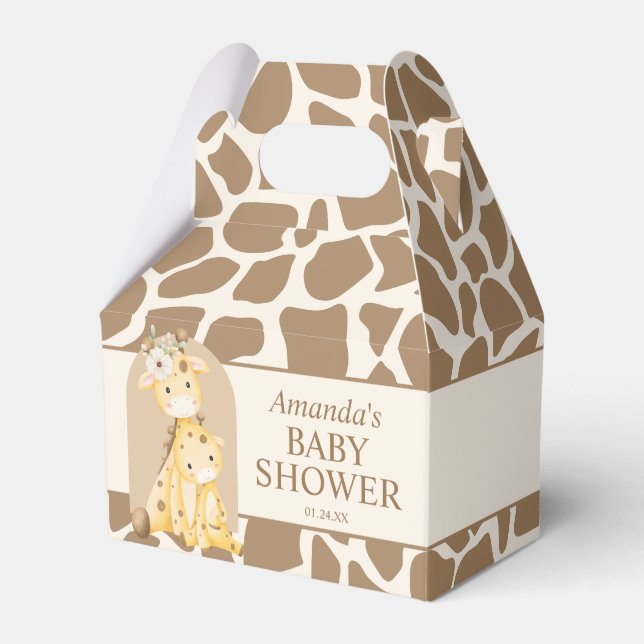 Neutral Giraffe Baby Duschkabine Geschenkschachtel (Vorderseite)