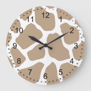 Neutral Giraffe Print Große Wanduhr