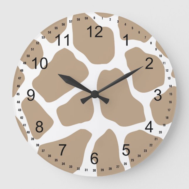 Neutral Giraffe Print Große Wanduhr (Vorderseite)