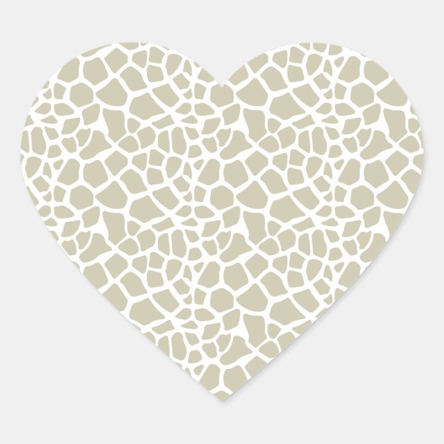 Neutral Giraffe Print Herz-Aufkleber (Vorderseite)
