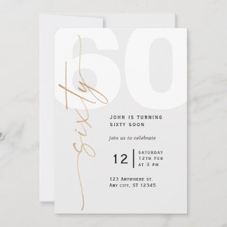 Neutral Gold 60. Geburtstag Einladung