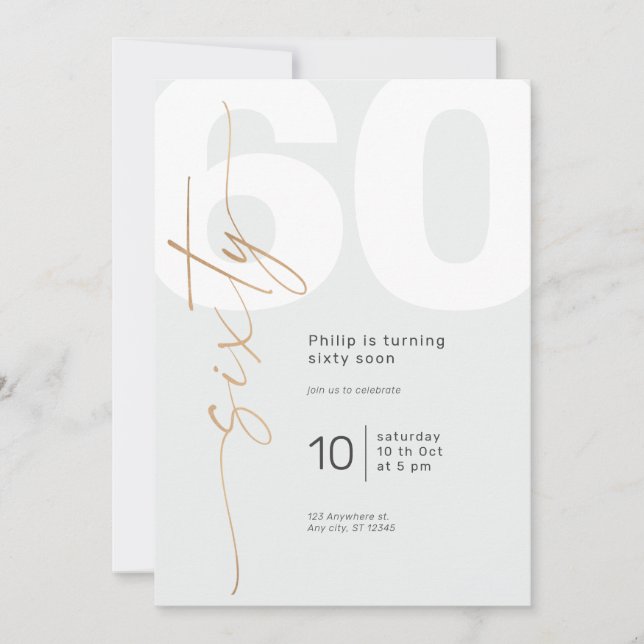 Neutral Gold Elegante Kalligraphie Geburtstag Einladung (Vorderseite)