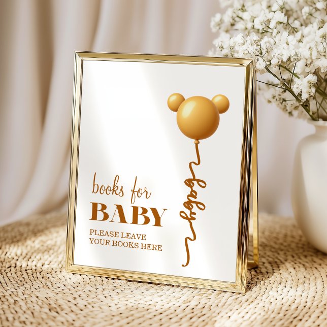 Neutral Gold Teddy Balloon Books for Baby Poster (Von Creator hochgeladen)