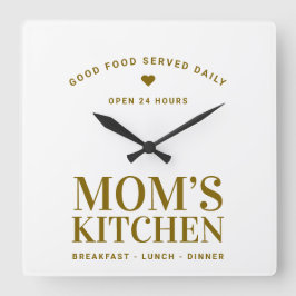 Neutral Gold Typografie Mama Küchen Custom Quadratische Wanduhr