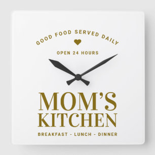 Neutral Gold Typografie Mama Küchen Custom Quadratische Wanduhr