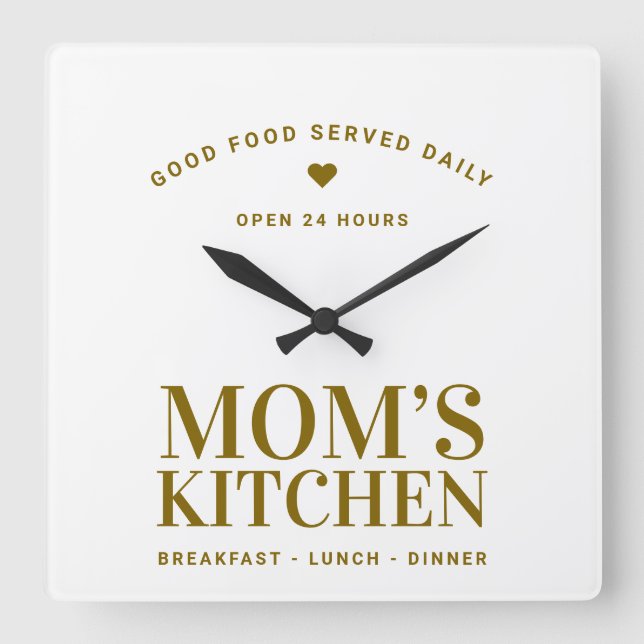 Neutral Gold Typografie Mama Küchen Custom Quadratische Wanduhr (Vorderseite)