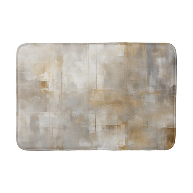 Neutral-Grau-Gold-Kariert Badematte (Vorderseite)