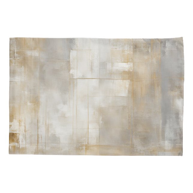 Neutral-Grau-Gold-Kariert Kissenbezug (Rückseite-Links)