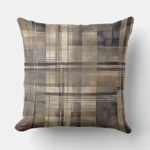 Neutral Gray Beige Bauernhof Kariert Kissen