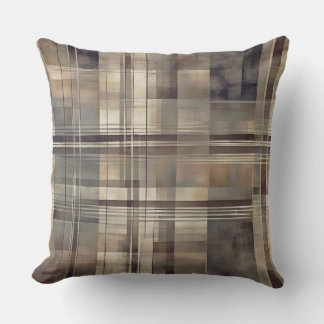 Neutral Gray Beige Bauernhof Kariert Kissen