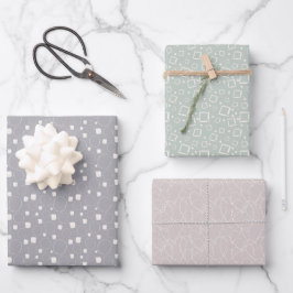 Neutral Gray Sage Green Beige Abstraktes Muster Geschenkpapier Set