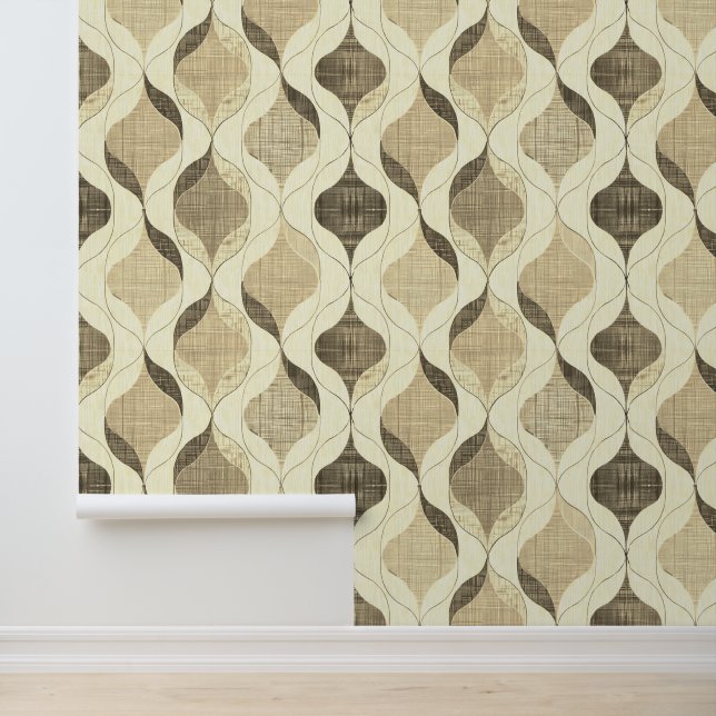 Neutral Gray Tan Modern Wavy Luxus Tapete (Anwendung)