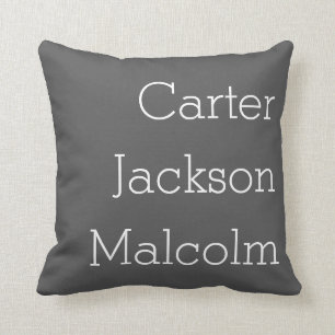 Neutral Gray Three Kids Names Personalisierte Fami Kissen