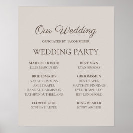 Neutral Gray Wedding Party Namensschild Poster