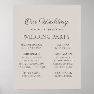Neutral Gray Wedding Party Namensschild Poster
