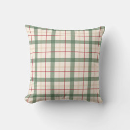 Neutral Green Plaid Farmhouse Throw Pillow Kissen