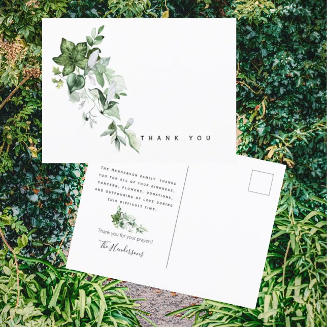 Neutral Greenery Beerdigung Vielen Dank Postkarte (Von Creator hochgeladen)