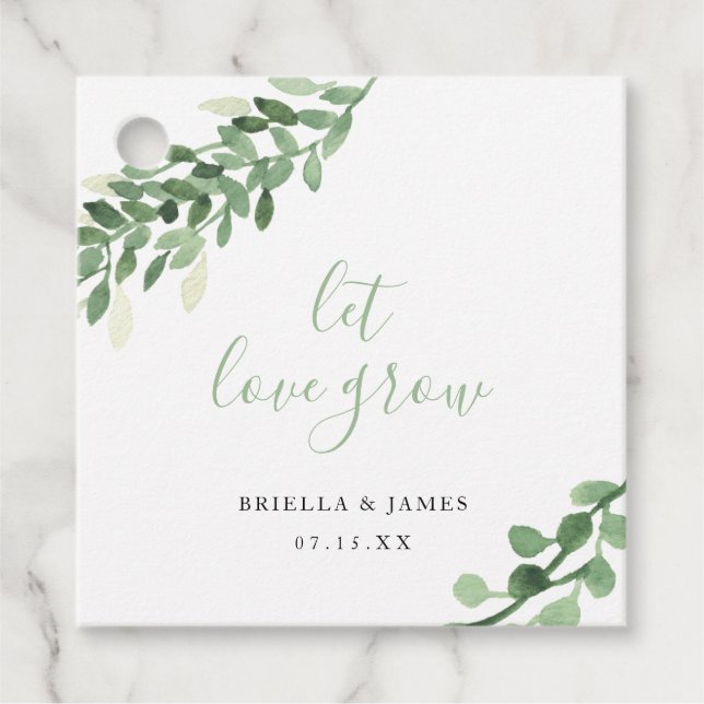 Neutral Greenery Gelassen Liebe Grow Vielen Dank Geschenkanhänger (Vorderseite)