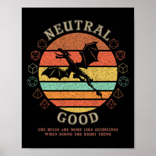 Neutral Gut, das Richtige tun, Vintage-RPG-Spieler Poster
