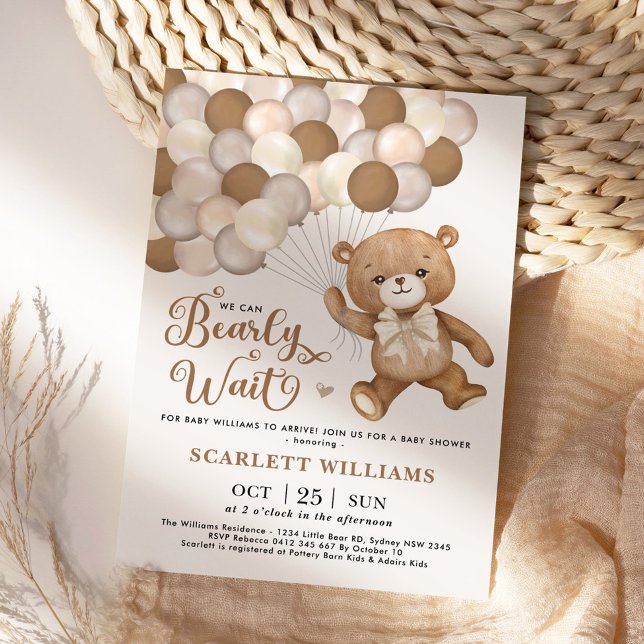 Neutral können wir Teddy Bear Baby Shower warten Einladung (Von Creator hochgeladen)
