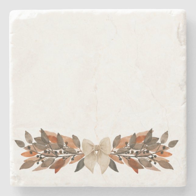 Neutral Leaf Thanksgiving Stone Coaster Steinuntersetzer (Vorderseite)