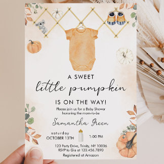 Neutral Little Pumpkin Baby Shower Einladung